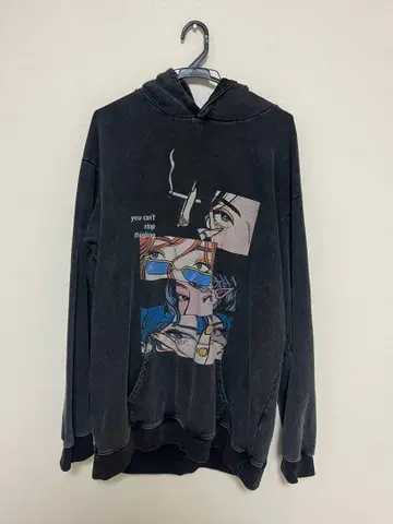 [ 구제 빈티지 ] 오버 사이즈 애니메이션 여아 워시 후드티