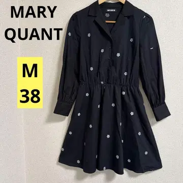 MARY QUANT 블랙 꽃무늬 원피스 블랙 긴팔 M 38 가을