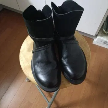블랙 가죽 스웨이드 부티