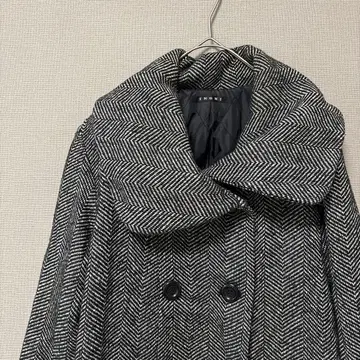 잉그 빅 칼라 에이라인 코트(M) 트위드 원단 헤링본 패턴 충전솜