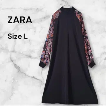 ZARA 자라 롱 원피스 소매 절개 페이즐리 무늬