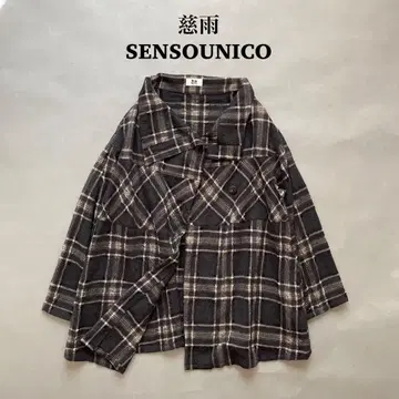 지우 SENSOUNICO 체크 하이넥 셔츠 자켓