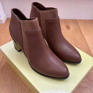 풀 사이드 브라운 사이드 고어 부츠 중간 힐