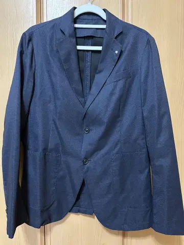 ZARA 다크 블루 체크 무늬 테일러드 자켓