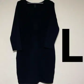[ 새상품급 ] 피에르 가르뎅 라핀 기하학 패턴 니트 원피스 블랙 L