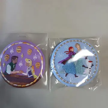 디즈니 자수 캔뱃지 라푼젤 안나 2세트