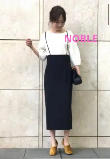 NOBLE 숄더 스트랩 살로펫 스커트 블랙 일본제