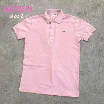 미사용 일본제 LACOSTE 사슴 무늬 피케 셔츠 연핑크 골프 사이즈 2