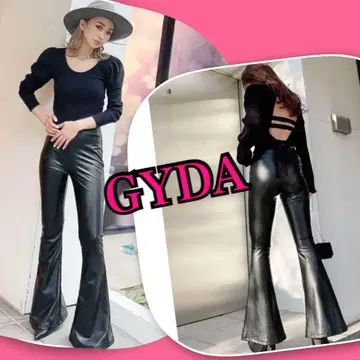 GYDA 플레어 가죽 팬츠 속기모 슬림 레그