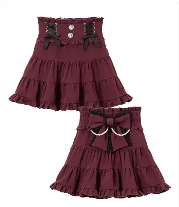 DearMyLove 레이스업 리본 펄 캉캉 스커트