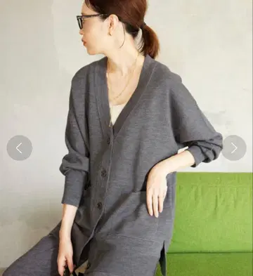 SLOBE iENA 워셔블 밀라노 리브 가디건 그레이