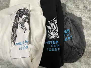 3L 3색 세트 몬스터 헌터 아이스본 후드티 화이트 블랙 그레이