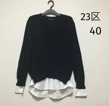 23구 2WAY 울 니트 풀오버 네이비