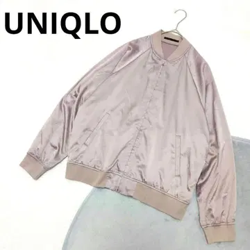 유니클로 라이트 아우터 블루종 라이트 핑크 광택감 있음 캐주얼