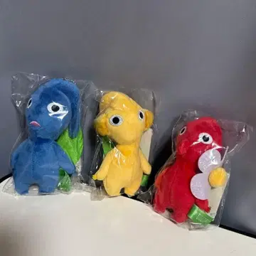 미개봉 피크민 봉제 인형 볼체인 빨간 꽃 노란 잎 파란 잎 묶음 판매