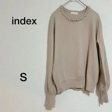 여성용 index 베이지 비즈 장식 긴팔 니트 S 사이즈