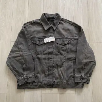 택 포함 새상품 UNIQLO 데님 오버 사이즈 자켓 XL 그레이