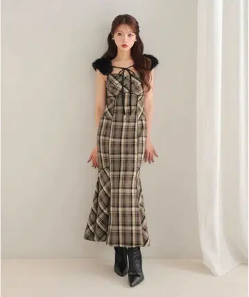 M me eme 퍼프 소매 머메이드 원피스