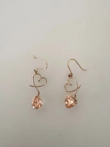 핑크 크리스탈 하트 귀걸이