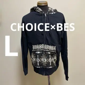 CHOICE x BES 후드 부착 블랙 후드티