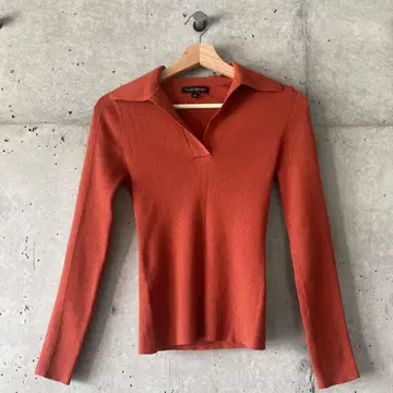 BANANA REPUBLIC 오렌지 긴팔 피케 셔츠 XS