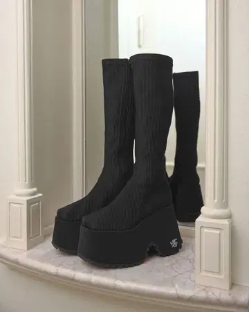 미셸 마카롱 12cm 굽 롱 부츠