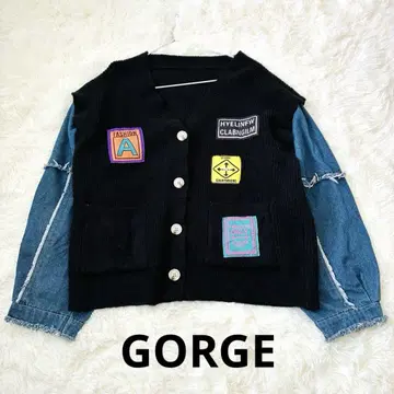 GORGE 패치 블랙 니트 가디건