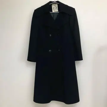 피 코트 롱 코트 블랙 빈티지 모 100%