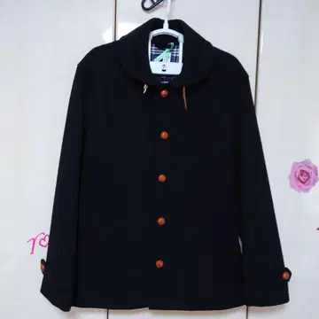 울 네이비 피코트