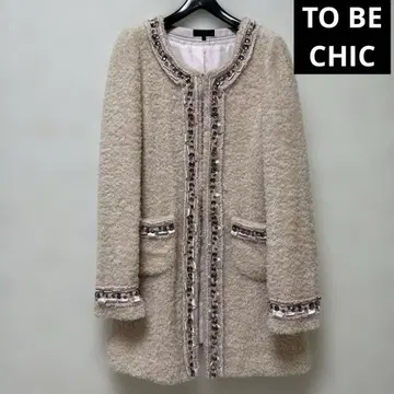 TO BE CHIC 노카라 코트 비쥬 연핑크 귀여운 복슬복슬 중고