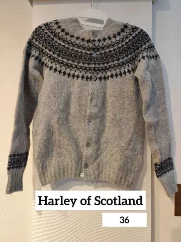 [ 새상품급 ] 할리 오브 스코틀랜드 노르딕 무늬 가디건 울 36