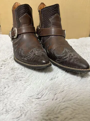 가죽 신발 스트랩 벨트 웨스턴 부츠 브라운 26.5cm