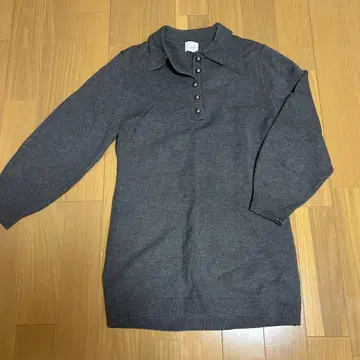그레이 피케 셔츠 미니 원피스