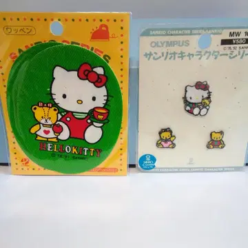 미사용 구 산리오 로고 헬로키티 와펜 세트 1991-1992