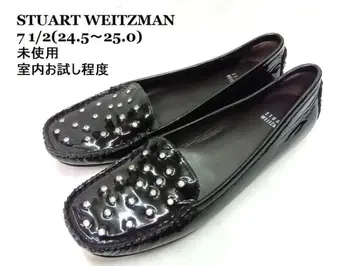 미사용품 스튜어트 와이츠먼 블랙 에나멜 로퍼 7 1/2