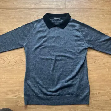 JOHN SMEDLEY 클레릭 폴로 니트 M 다크 그레이 x 블랙