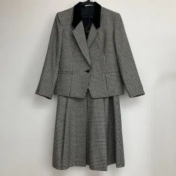 셋업 자켓 스커트 빈티지 하운드투스 패턴