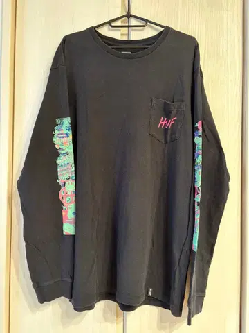 HUF 롱티 블랙 긴팔 티셔츠 남성용