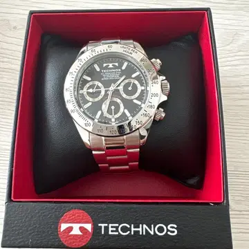 TECHNOS 크로노그래프 손목시계 블랙 아날로그
