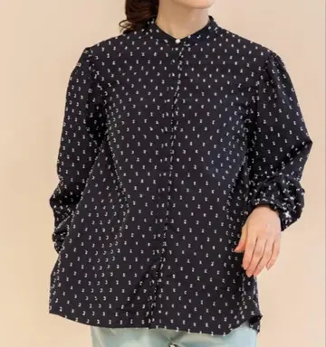 [ SONO ] 푸치 리본 자카드 파프리카 슬리브 블라우스