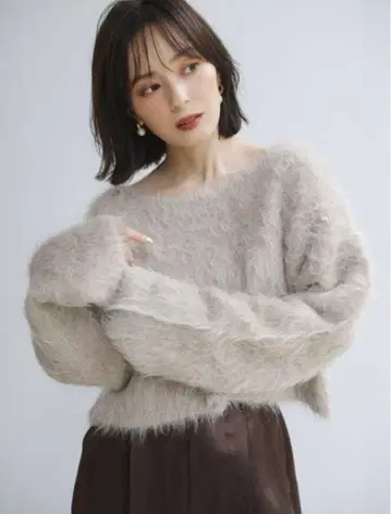anuans 수리 알파카 숏 니트 풀오버