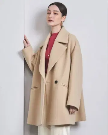 새상품급 UNITED ARROWS A라인 테일러드 코트 베이지 36