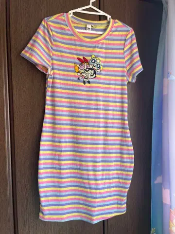 파워퍼프걸 스트라이프 티셔츠 드레스 OXL