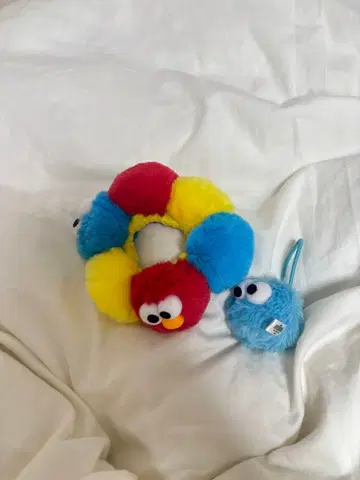 유니버셜 엘모 컬러풀 봉제 인형 머리끈 스크런치 팔찌