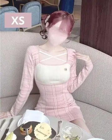 HONEY MEW 체크 타이트 니트 원피스