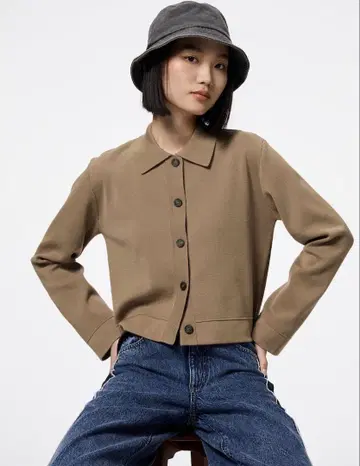 GU 밀라노 리브 폴로 가디건 NTQ+E 베이지 M 사이즈