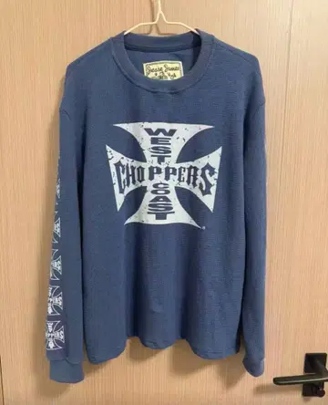 WEST COAST CHOPPERS 파란색 리브 긴팔 셔츠 M