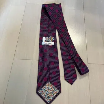 Paul Smith 보라색과 빨간색 도트 무늬 넥타이