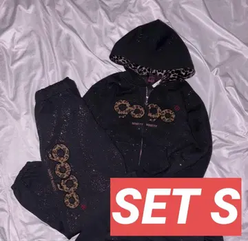 9090 girl OG 로고 글리터 후디 세트업