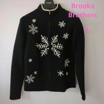 브룩스 브라더스 눈꽃 자수 블랙 집업 니트